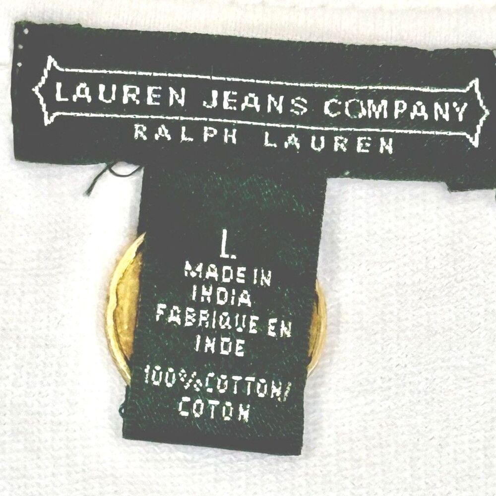 Lauren Ralph Lauren White Cotton Eyelet Embroidered Top L 3/4 Sleeves Preppy - Picture 6 of 6
